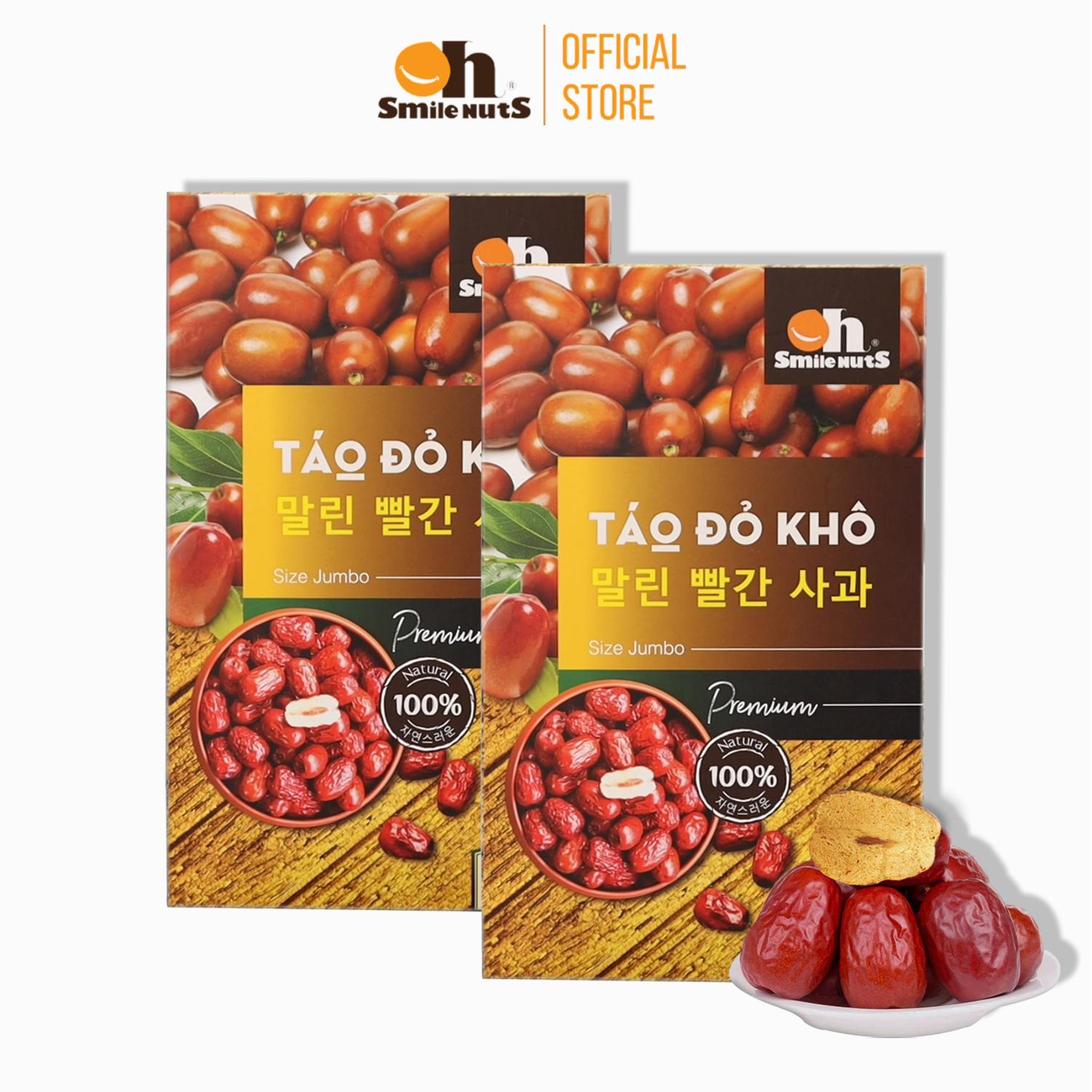 Combo 2 Hộp Táo Đỏ Khô Cao Cấp Smile Nuts (500g/hộp)