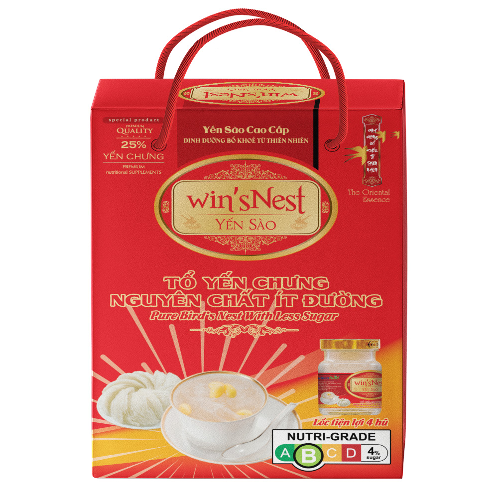 Yến sào win'sNest tổ yến 25% chưng sẵn nguyên chất ít đường (4 lọ*70ml/ Hộp) thích hợp cho mọi đối tượng và trẻ từ 3 tuổi trở lên