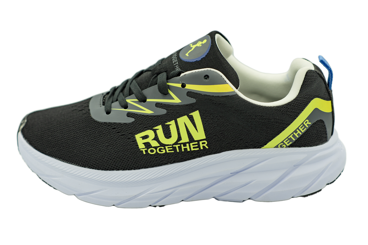 Giày thể thao chạy bộ Run Together công nghệ gắn chip thông minh - Giày sneaker màu đen đế cao