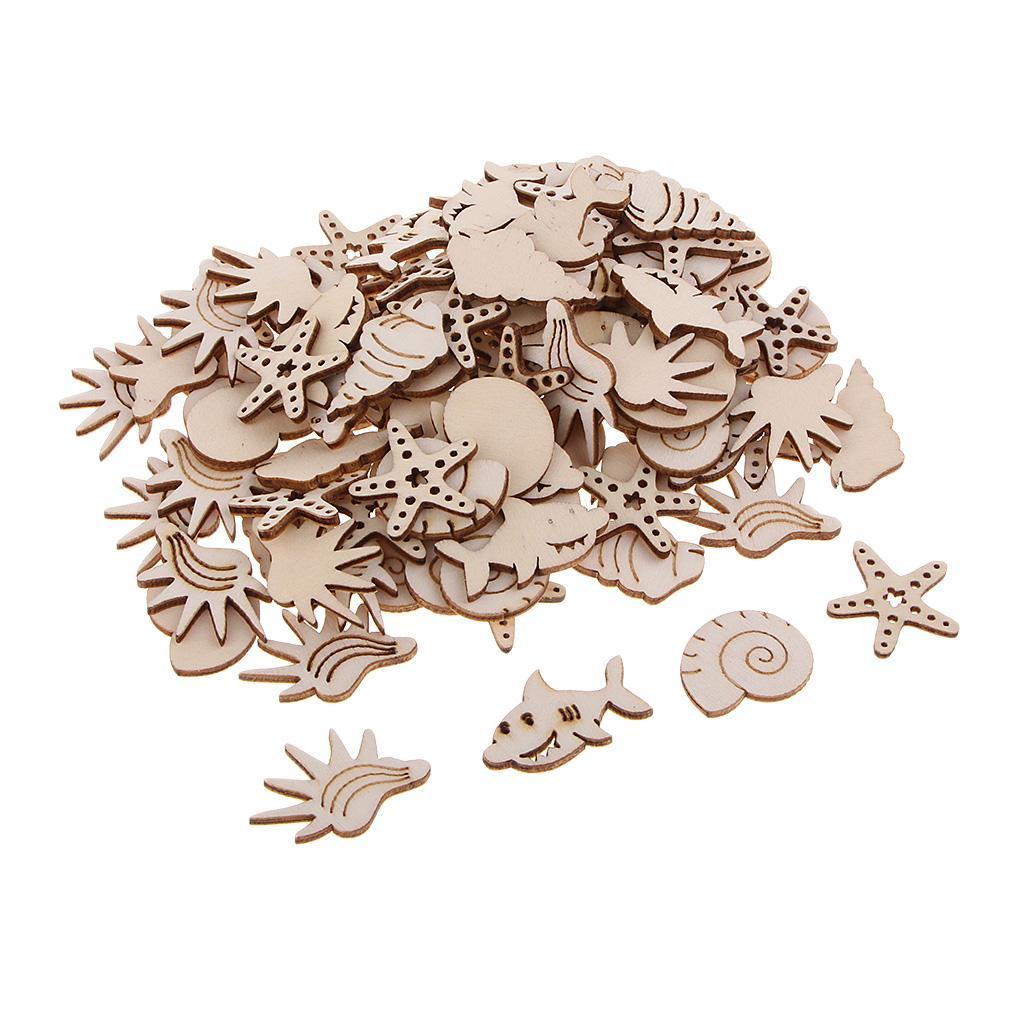 100 Wooden Embellishments Craft Unfinished Wooden Hanging DIY