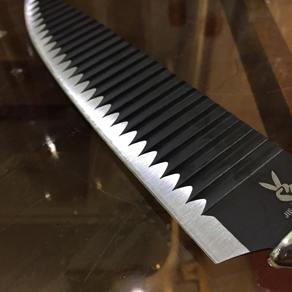 Dao thái thịt, chống dính, lượn sóng màu đen dài 32.5cm - ko2