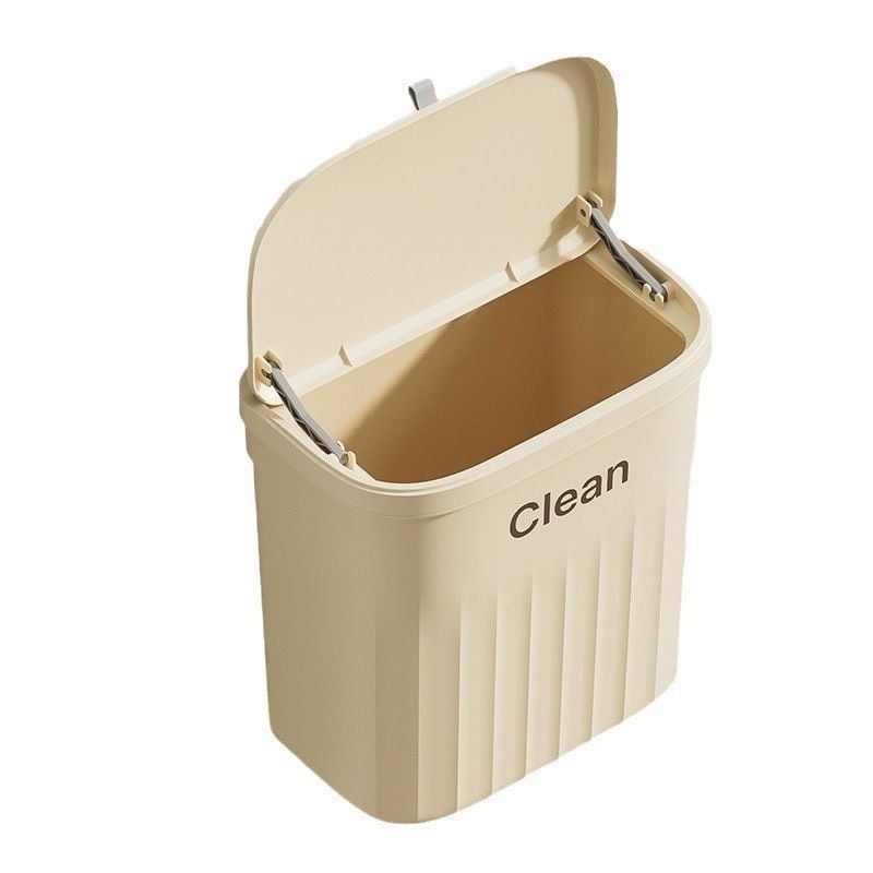 Thùng rác treo tủ bếp nhà vệ sinh treo tường nhà tắm đa năng CLEAN thiết kế nắp lật thông minh size lớn 12L kèm móc treo - giao màu ngẫu nhiên