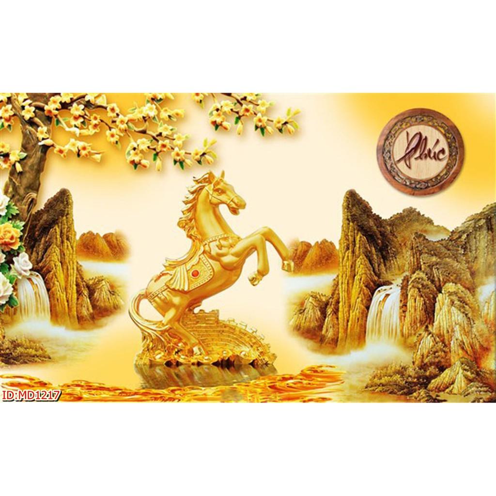 Tranh Mã đáo thành công phong thủy phú quí, Tranh dán tường 3d hiện đại