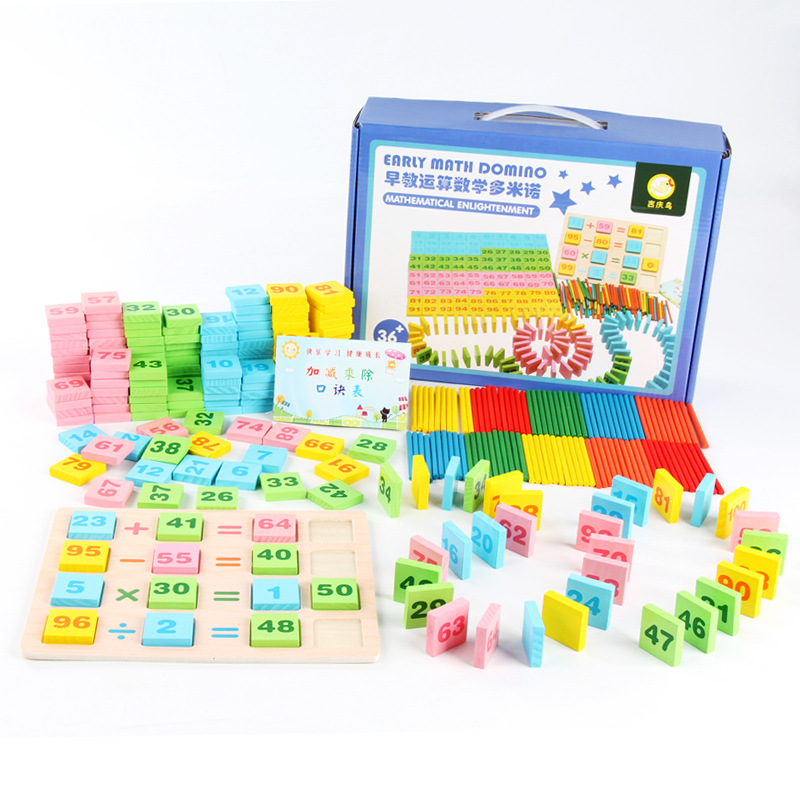 Đồ Chơi Gỗ Bộ 100 Domino Học Toán Cho Bé + Tặng Kèm Que Tính