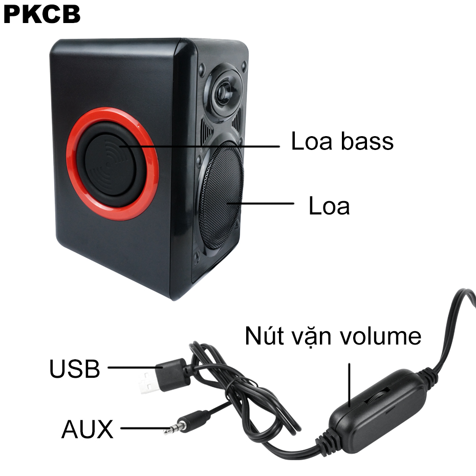 Loa Vi Tính , Laptop , Điện thoại , Máy Tính Bảng Âm Thanh Cực Hay Bass Treb PKCB164 Xanh - Hàng Chính Hãng