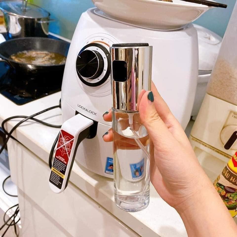 Bình Xịt Dầu Ăn Thủy Tinh Dạng Phun Sương Dung Tích 100ml Dùng Cho Nồi Chiên, Salad, Nướng