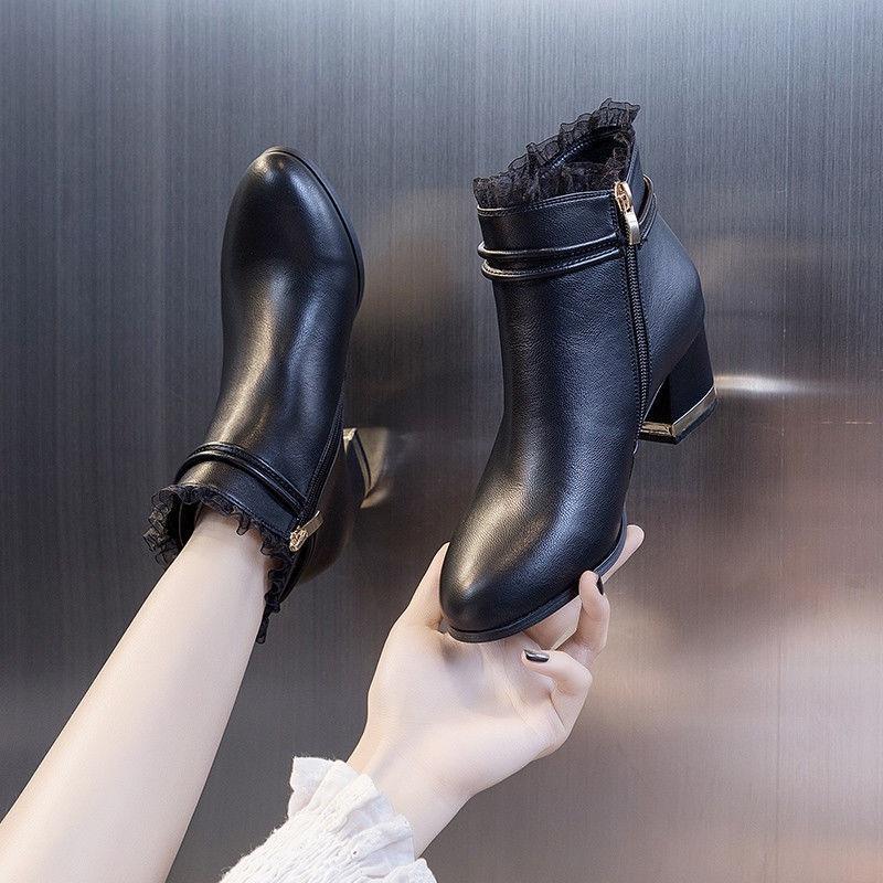 Giày bốt da mềm gót cao vừa thời trang mùa thu cho nữ 2021