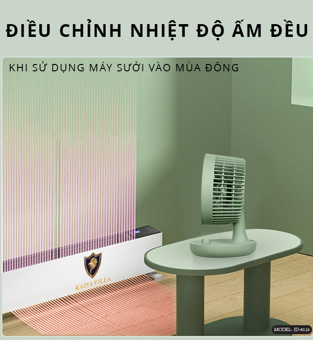 Quạt Mini Để Bàn Cắm Điện 220V Trực Tiếp 3 Tốc Độ Kaisa Villa JD-8116 - Hàng Nhập Khẩu