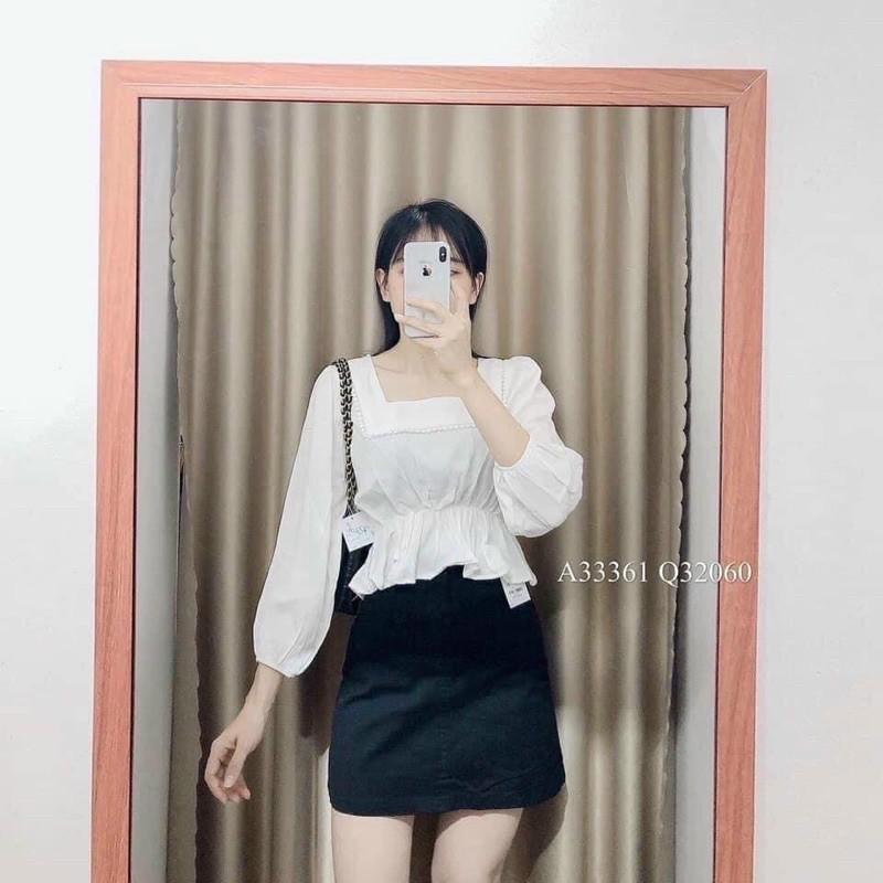 áo kiểu cổ vuông phối ren