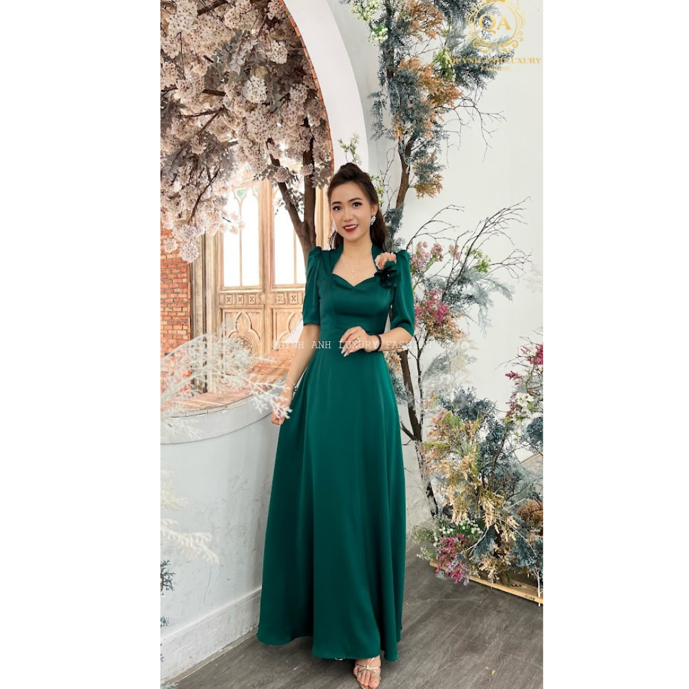 Váy Đầm Nữ Dạ Hội Tay Bồng Cổ Nữ Hoàng Kết Hoa Xinh Xắn Trẻ Trung Amabel Dress