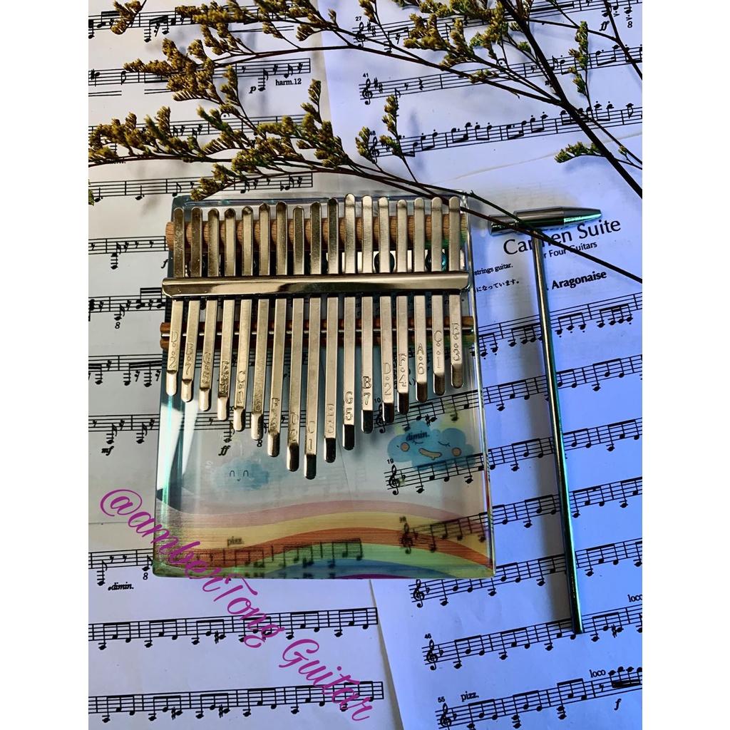 Đàn Kalimba 17 Phím Pha lê trong suốt có hoạ tiết.