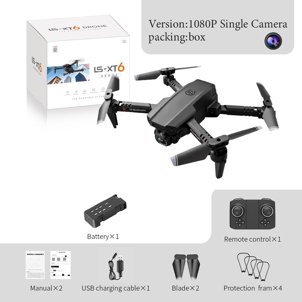 Máy bay không người lái gấp thuận lợi nhất LSRC-XT6 mini chiều cao cố định máy bay bốn trục ống kính kép máy bay đồ chơi điều khiển từ xa