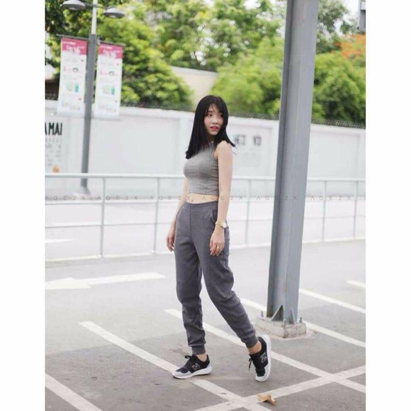 Quần JOGGER nữ - Ghi nhạt,Size Xl (55-60kg)