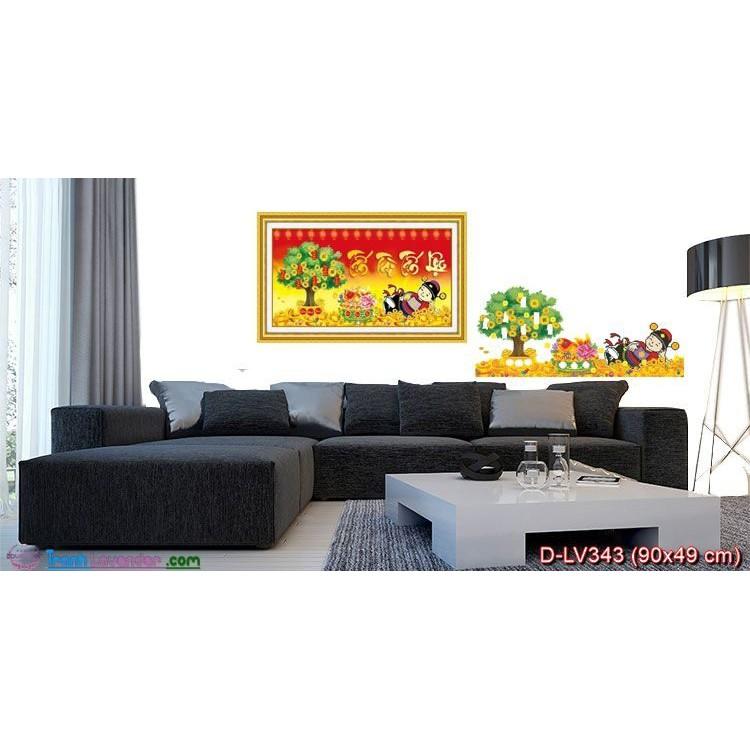 Tranh đá cây tiền tấn tài tấn lộc LV343 - kích thước: 90 * 49cm.