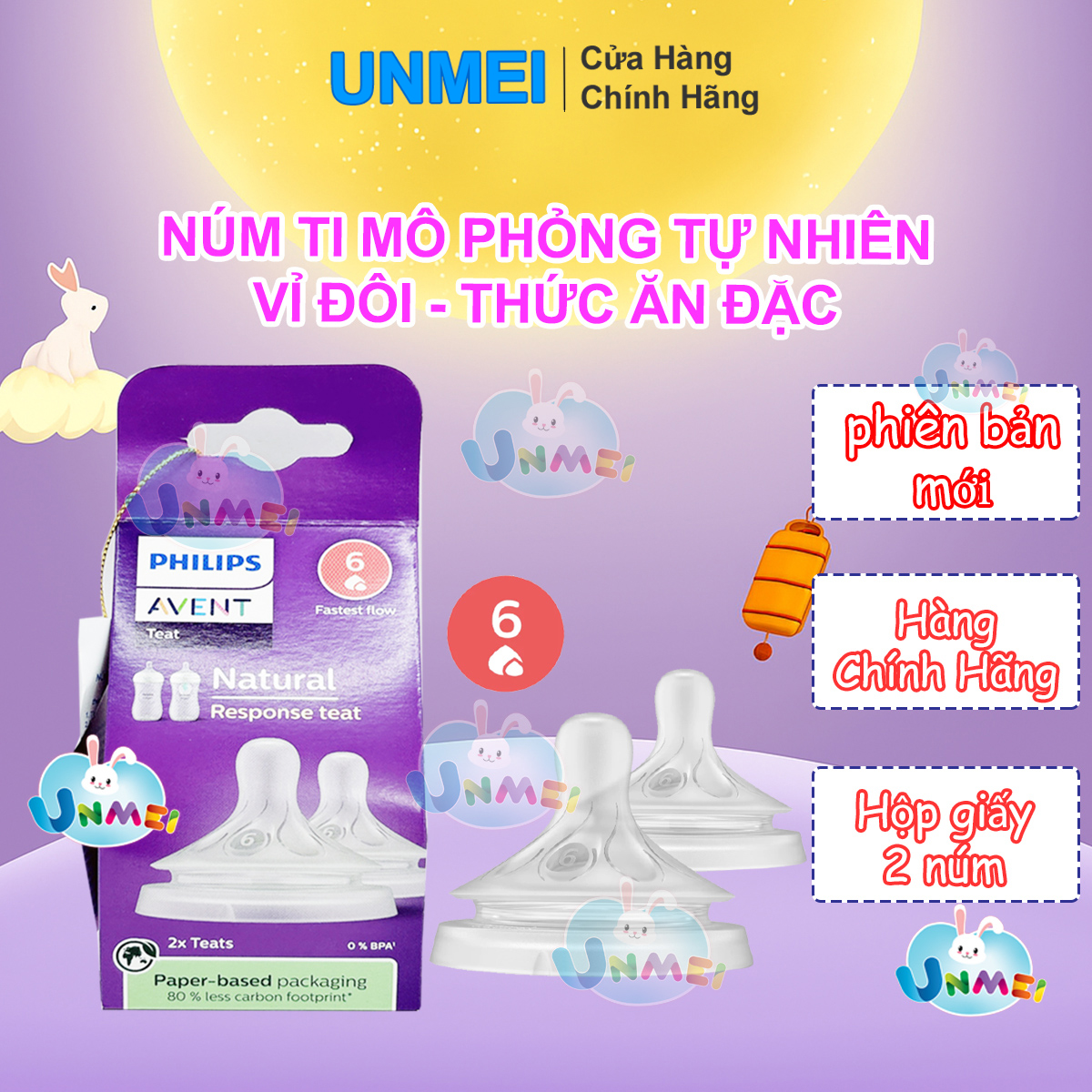 Bộ 2 núm ti Philips Avent cổ rộng size 6 (từ 9 tháng) - Thức Ăn Đặc