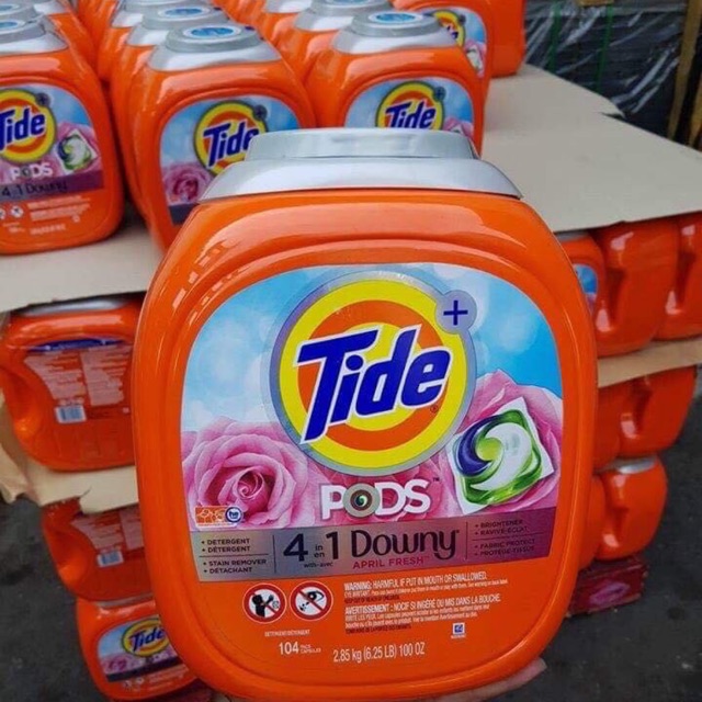 Viên giặt xả tide pods 4 in 1 hương downy 104 viên nhập khẩu mỹ