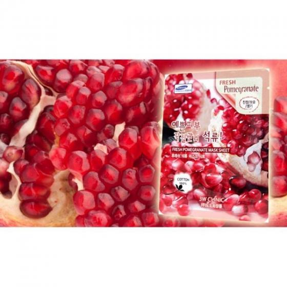 Combo 10 Mặt nạ dưỡng trắng da chống lão hóa chiết xuất lựu 3W Clinic Fresh Pomegranate Mask Sheet 23ml x 10