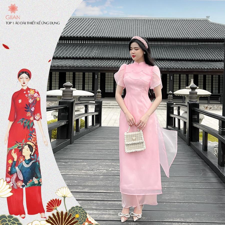 Áo dài cách tân tầng sóng tay bồng thiết kế chính hãng GIIAN - AD290