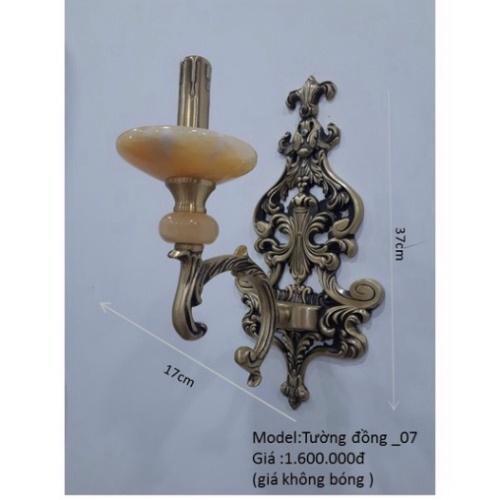 100% Đồng nguyên chất Đèn tường đồng đế đá sa thạch 3 mẫu, đèn tường nến đồng 1 cánh tay tân cổ điển, kèm bóng led DT