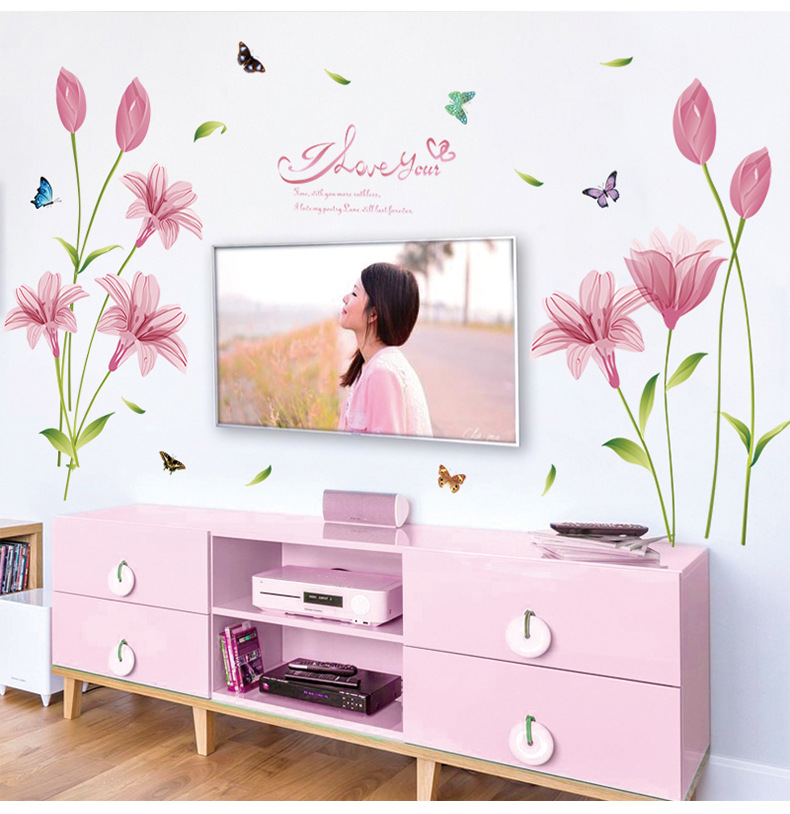 Decal Hoa anh thảo hồng AmyShop DH07897 ( 85 x 160 cm )