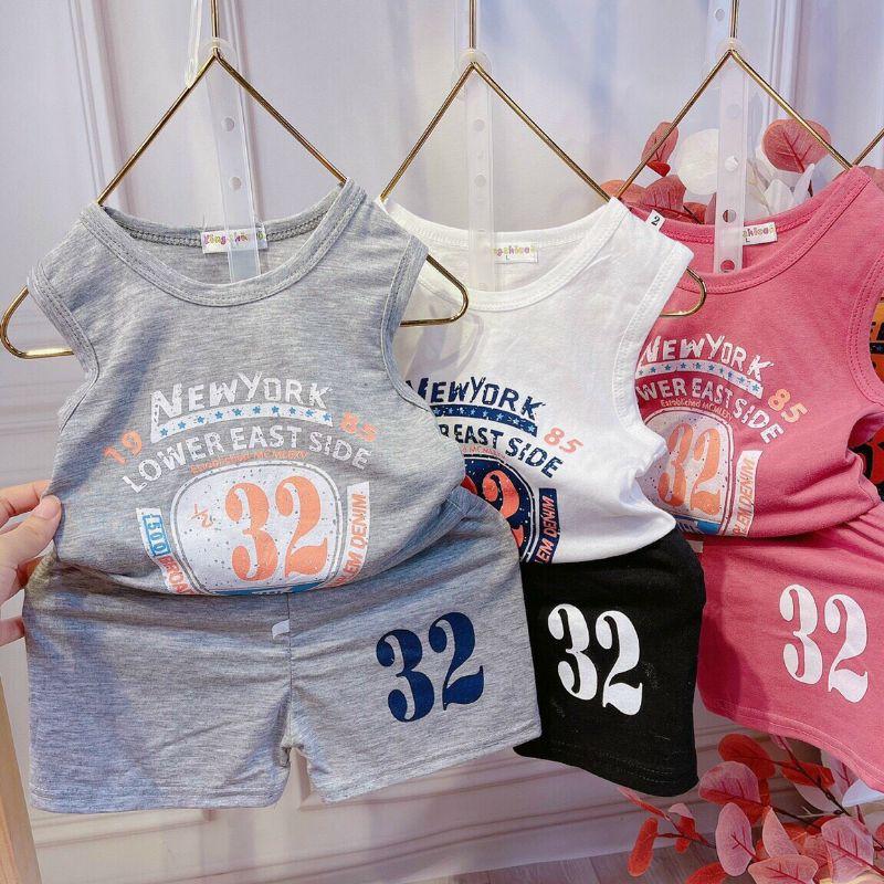 Bộ sát nách bé trai bé gái in số,vải cotton 4 chiều, đồ bộ trẻ em đẹp cho bé từ 7-20kg giá r