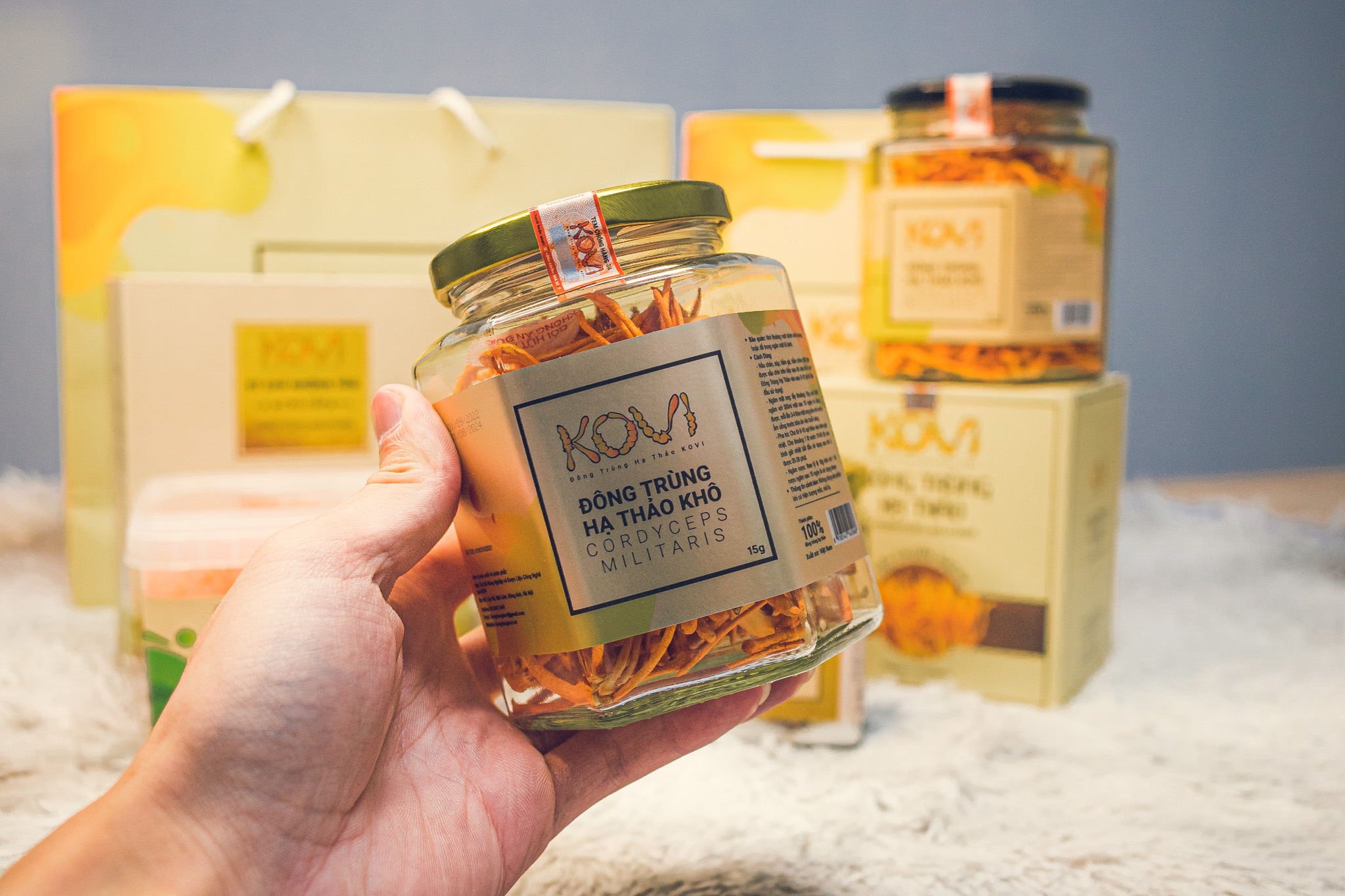 Đông Trùng Hạ Thảo Khô Kovi Hộp 15g Sấy Thăng Hoa