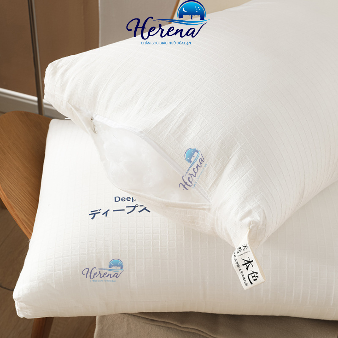 Ruột Gối Lông Vũ Cao Cấp HERENA Gối bông hơi nằm ngủ chống đau cổ vai gáy kích thước 50x70 cm