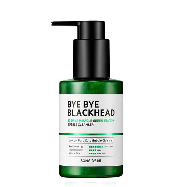 Sữa Rửa Mặt Sủi Bọt Loại Bỏ Mụn Đầu Đen Some By Mi Bye Bye Blackhead 30 Days Miracle Green Tea Tox Bubble Cleanser 120ml