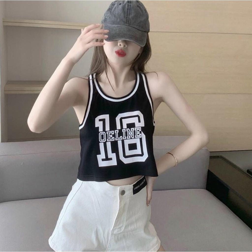 Áo Ba Lỗ Croptop In Chữ Kiểu Thể Thao Cá Tính