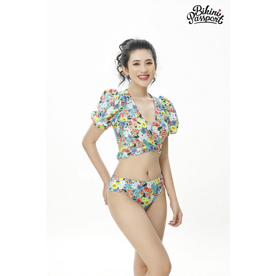 Đồ bơi nữ BIKINI PASSPORT kiểu hai mảnh áo tay ngắn xoắn cách điệu - màu Floral - BS421_FLO