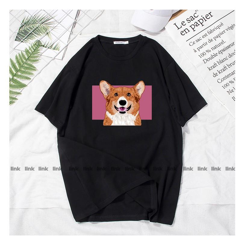 Áo thun nữ CHÓ CORGI đáng yêu tay lỡ unisex