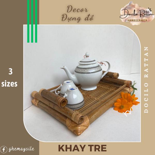Khay tre đựng ấm chén trà- Khay đựng trà