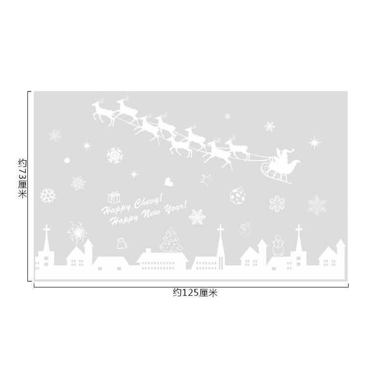 Decal trang trí noel thành phố tuyết và xe tuần lộc