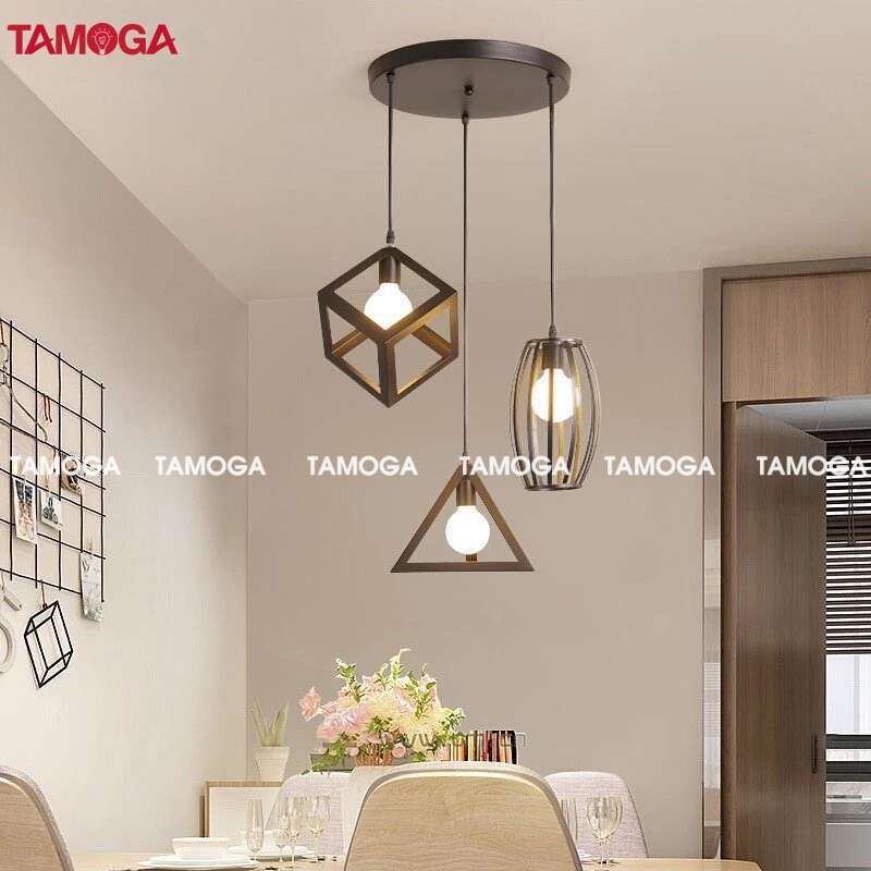 Đèn thả trần trang trí TAMOGA JIBIS bộ 3 lập phương tam giác hình trụ 0072/3