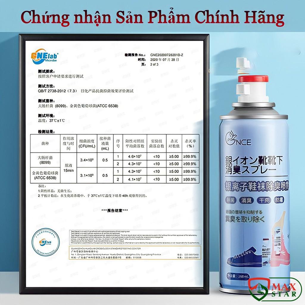 Xịt khử mùi giày và chân diệt khuẩn nano bạc dung tích lớn 260ml Xịt giày khử mùi cao cấp