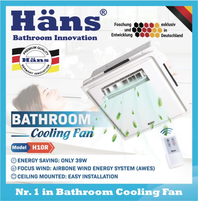 Quạt mát âm trần điều khiển từ xa Hans H10R Hàng chính hãng