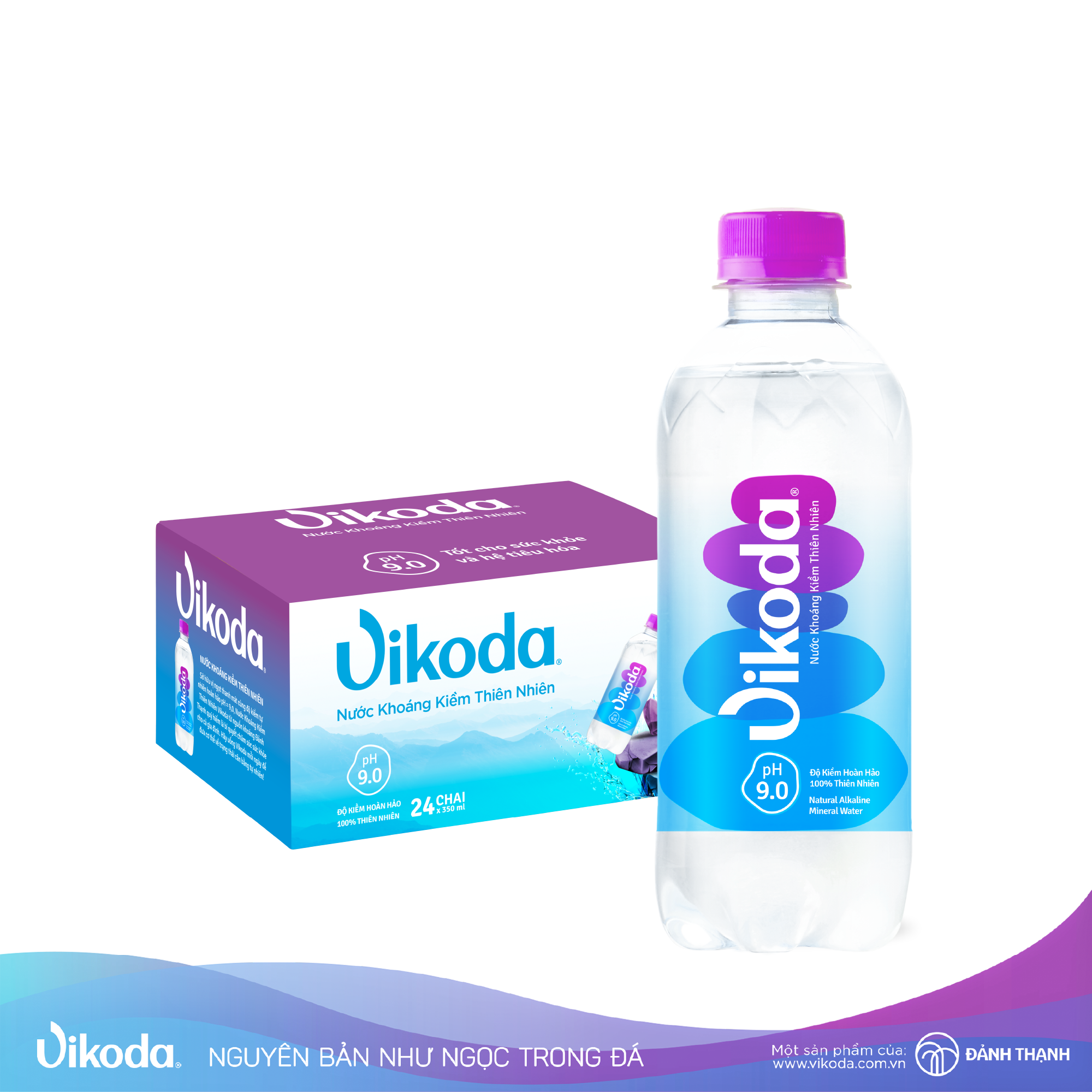 Thùng 24 chai Nước Khoáng Kiềm Thiên Nhiên Vikoda 350ml
