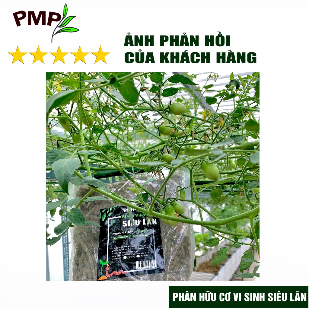 Phân tan chậm vi sinh siêu lân PMP bón cho hoa, cây cảnh, rau sạch dạng viên nén 1kg