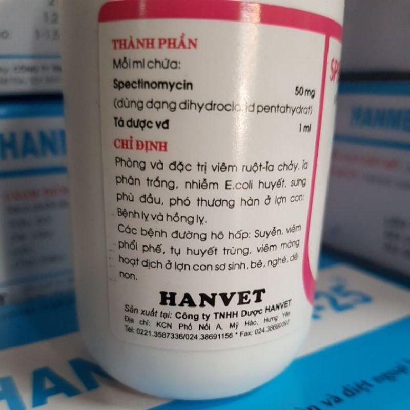 1 lọ 100ml spectinomycin hỗ trợ t iêu hóa cho vật nuôi