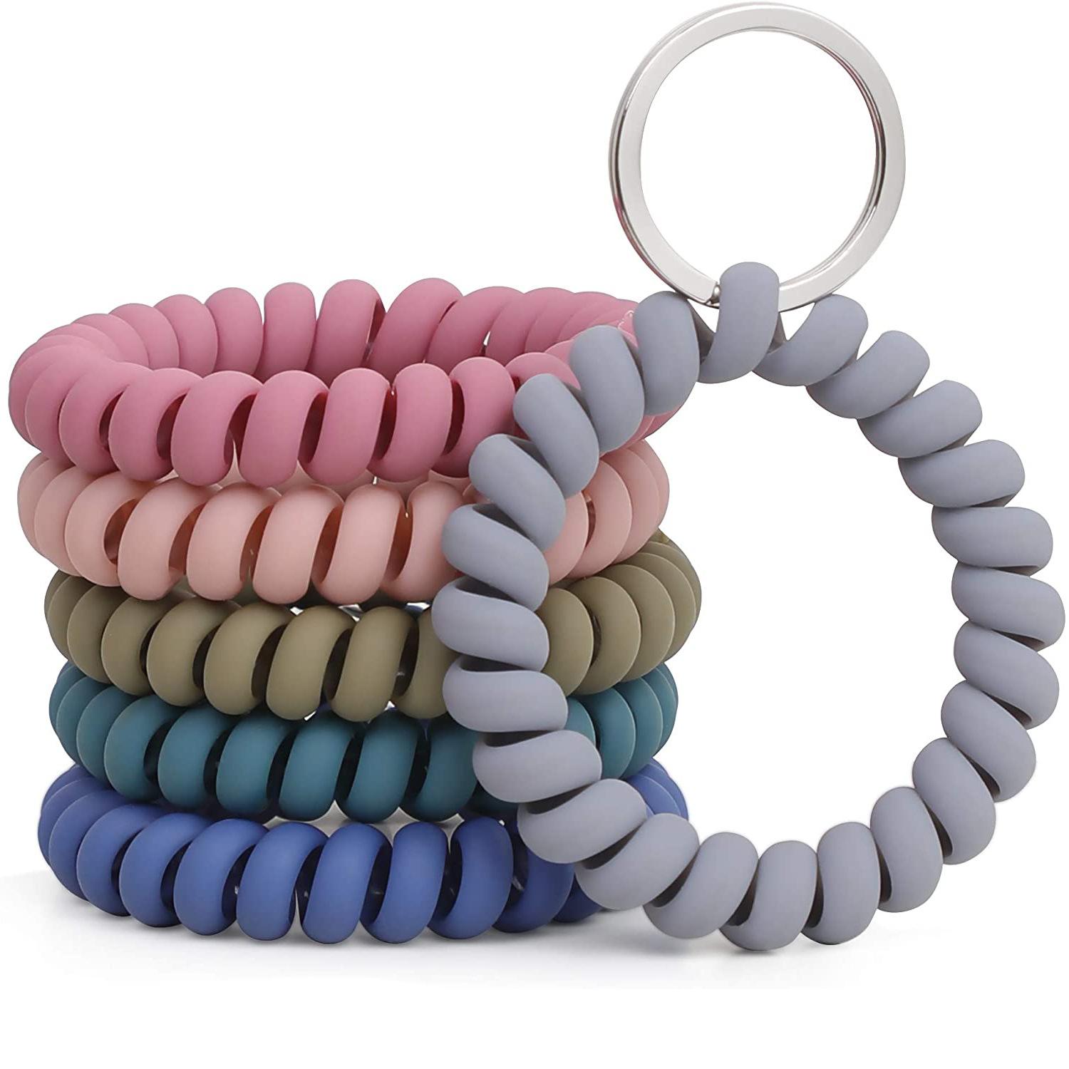 6PCS Cổ tay đeo tay có thể kéo dài cổ tay, lò xo cuộn dây đeo cổ tay vòng đeo tay