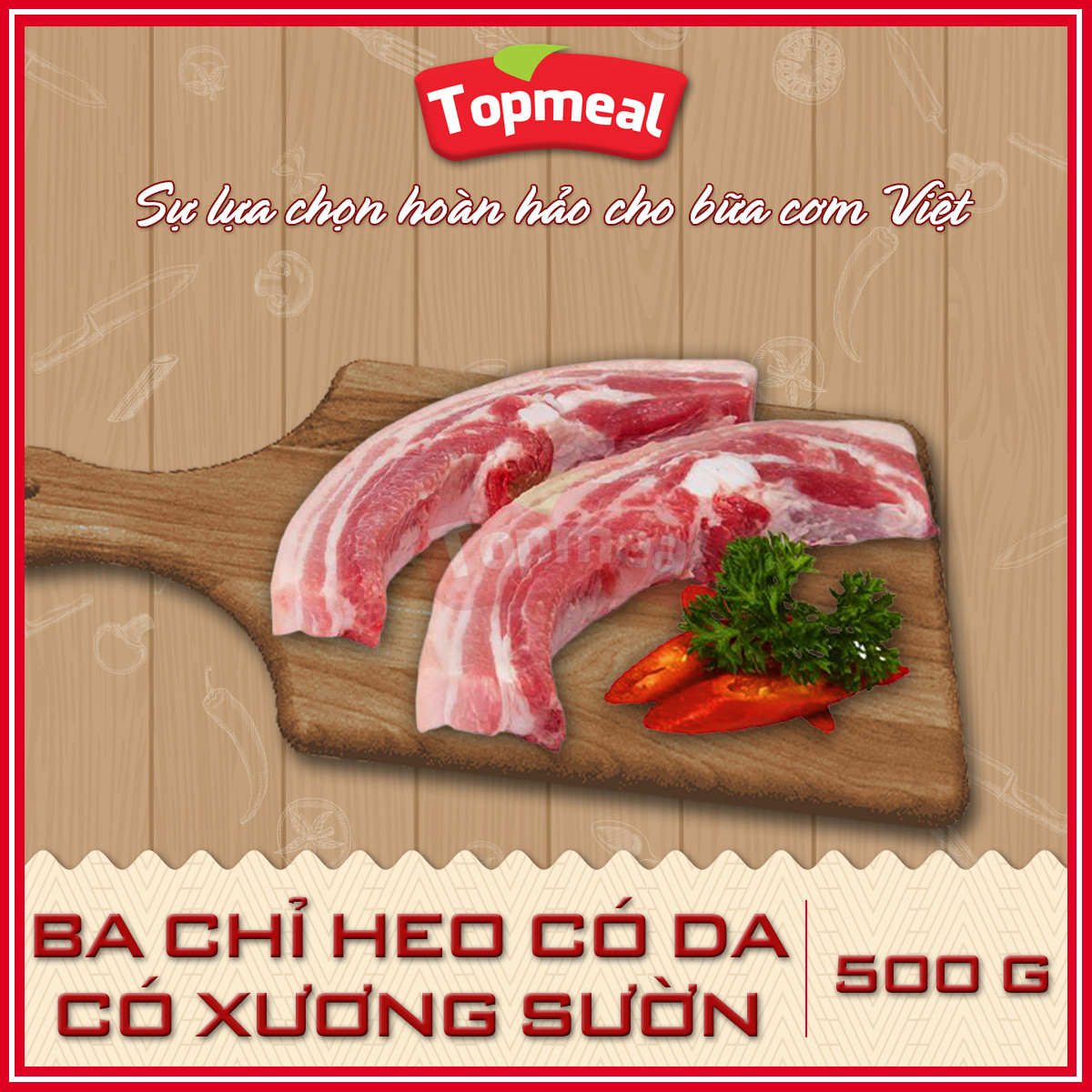 HCM - Ba chỉ heo có da có xương sườn (500g) - Thích hợp với các món chiên, nướng, kho, rang,... - [Giao nhanh TPHCM]