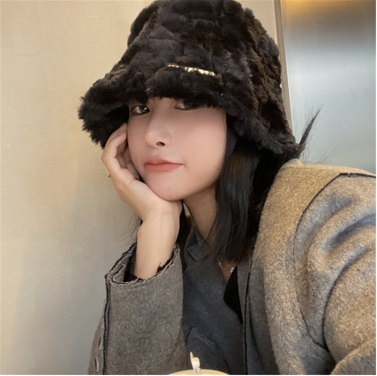 Mũ bucket lông nữ  thời trang mùa đông xinh xắn vành cụp dày dặn giữ ấm đội đầu đi chơi chụp ảnh đẹp rẻ