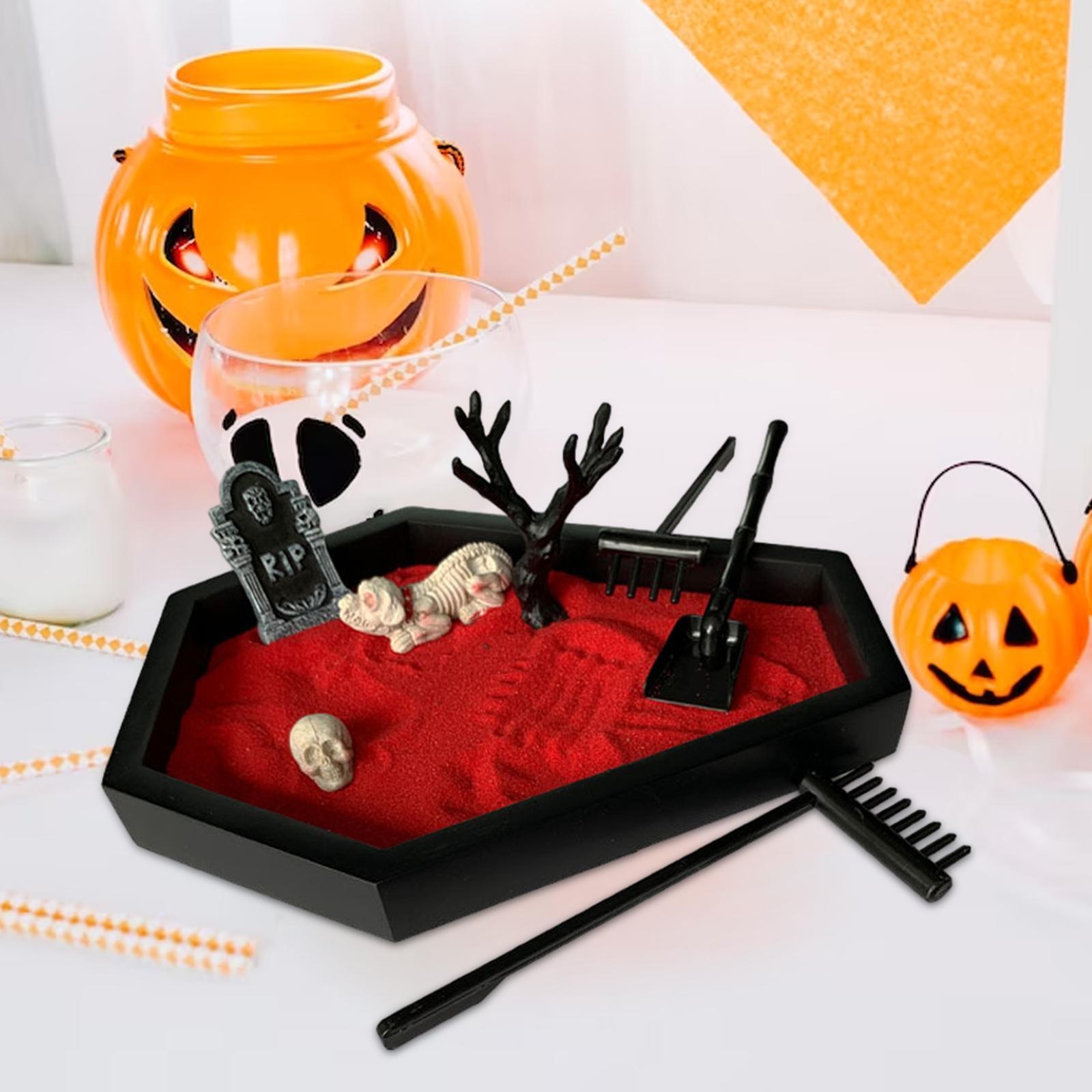 Tray Garden with Sand Spooky Goth Halloween Decor for Tables Desk Home