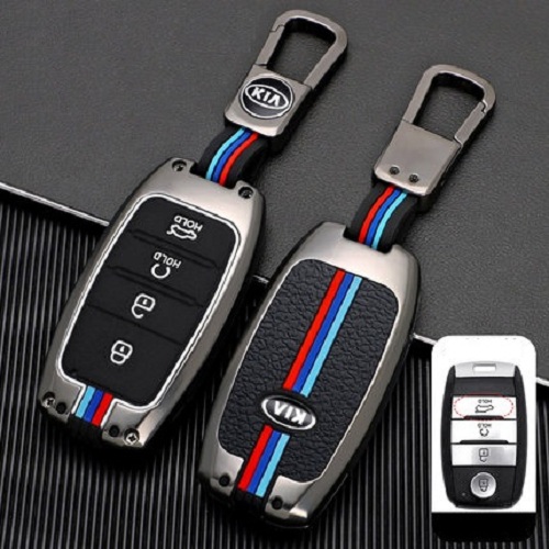 Ốp Khóa Ốp Chìa Khóa Xe KIA Seltos, Soluto...Loại 4 Nút Hợp Kim Kẽm Cao Cấp