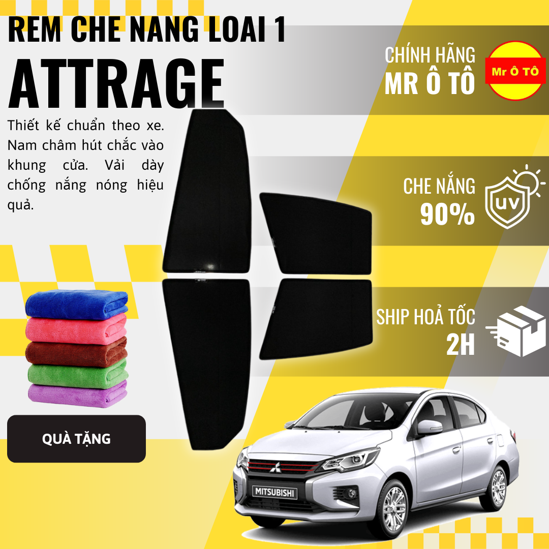 Rèm Che Nắng Xe Mitsubishi Attrage Loại 1 Mr Ô TÔ Bảo Hành 24 tháng Cam Kết Chuẩn Khít Theo Xe