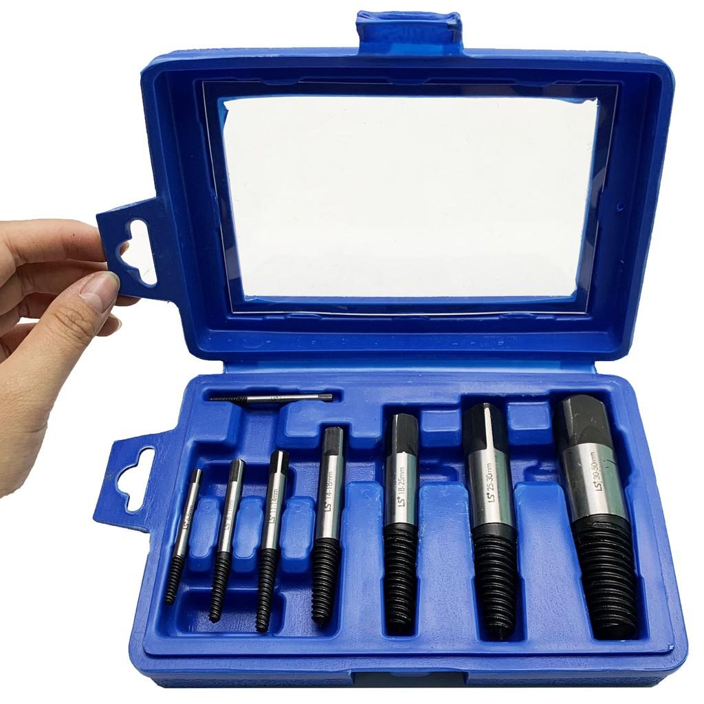 Bộ taro ren trái nhổ ốc vít gãy 8 cây , dụng cụ mở ốc vít, mũi khoan lấy ốc gẫy