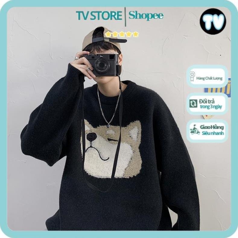 Áo Nỉ Nam TVSTORE Áo Sweater dệt kim cổ tròn dáng rộng in hoạt hình thời trang thu đông cho nam 2021