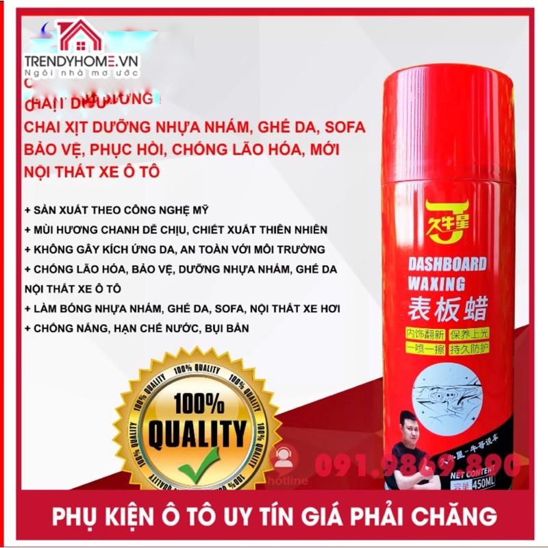 Dung Dịch Dưỡng, Phục Hồi Nhựa Nhám, Làm Đen nhựa nhám, Làm Mới Ghế Da DASHBOARD WAXING 450ml