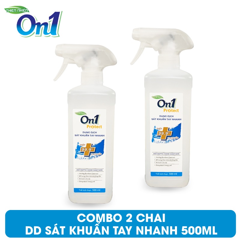 COMBO 2 Chai Dung Dịch Sát Khuẩn Tay Nhanh On1 Protect Hương BamBoo Charcoal 500ml C0202 (Mẫu mới 2021)