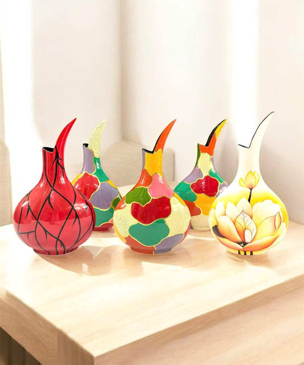 Bình hoa sơn mài cao cấp  - Bình miệng chẻ / Thu hút tài lộc- Phong Thủy- Độc Đáo